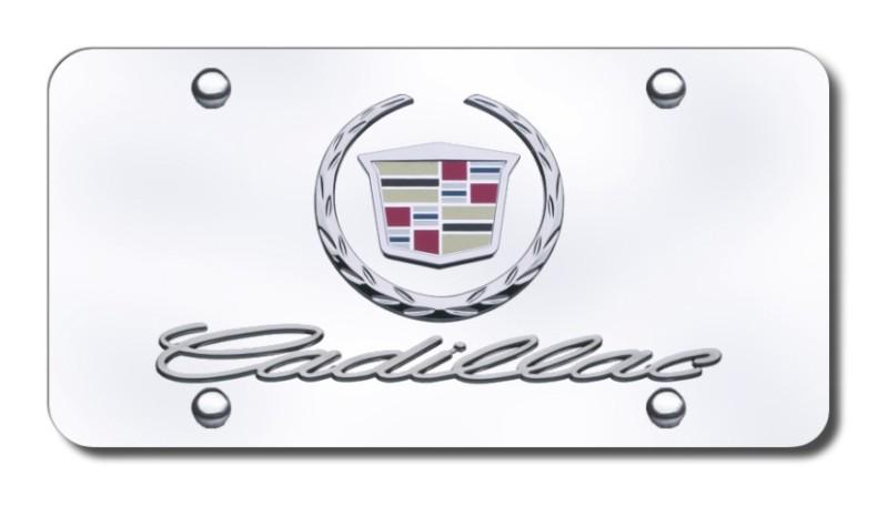 Cadillac dual new cadillac chrome on chrome license plate made in usa genuine