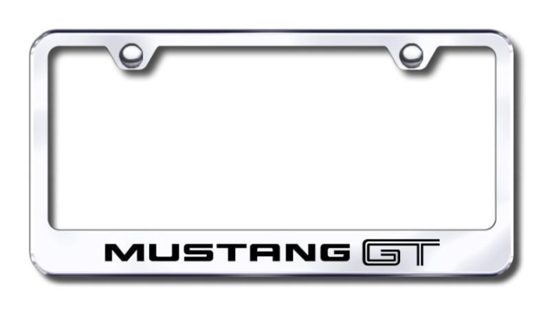 Ford mustang gt  engraved chrome license plate frame -metal made in usa genuine