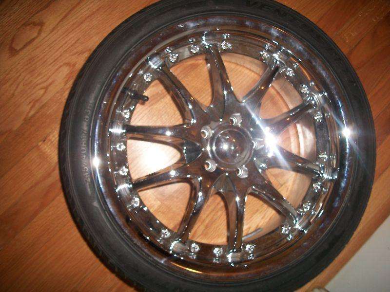 17 " zna type 427 chrome rims 17x7.5 5x100 and tires set of 4