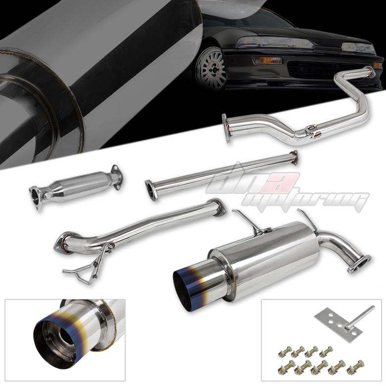 90-93 acura integra racing 4.5" burnt tip catback exhaust system cat back+piping