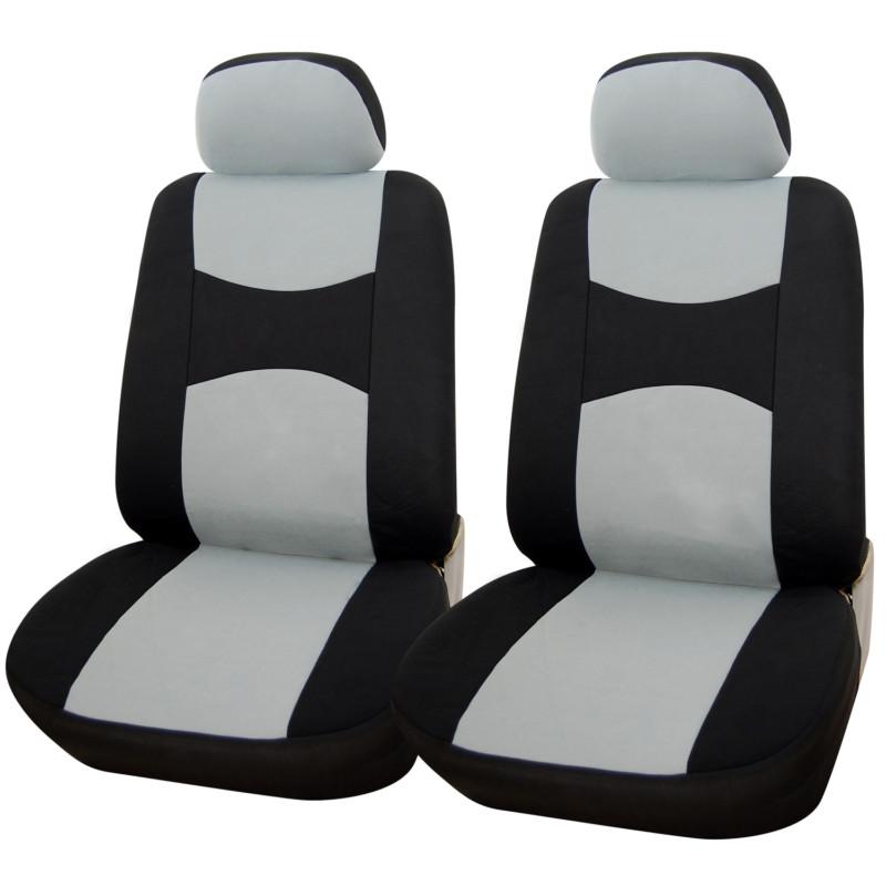 Adeco 4-piece universal size car vehicle front seat cover set - black & gray