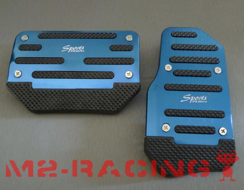 Blue racing fuel brake gas foot automatic pedals pad aluminum plate