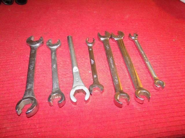 Snap on and mac lot of 7 flare nut line wrenches  used