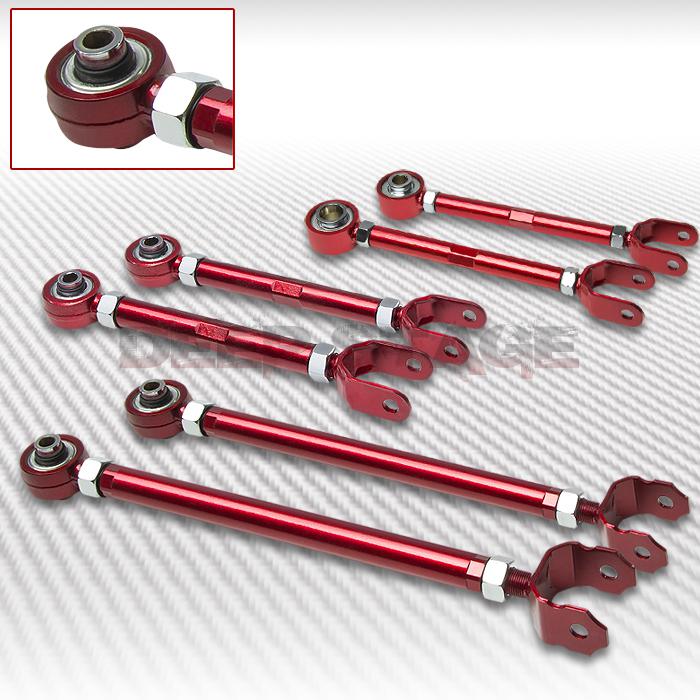 Steel rear upper camber+traction rod+lower control arm kit 02-08 350z g35 red