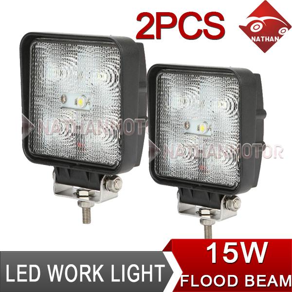 2x 15w led flood work lamp light drving awd 4wd pickup van truck deck 12v 24v