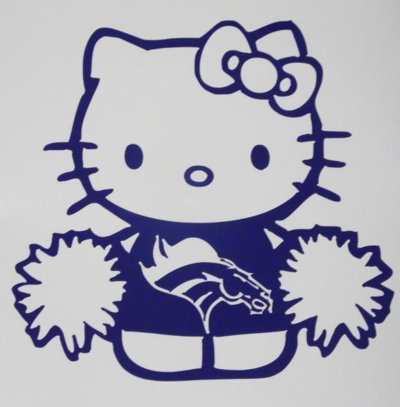 Hello kitty cheerleader denver broncos car window vinyl decal sticker football