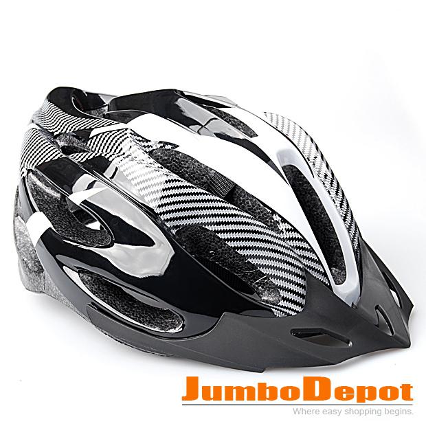 Mountain bike bicycle adult helmet black silver carbon color foam interior 1 set