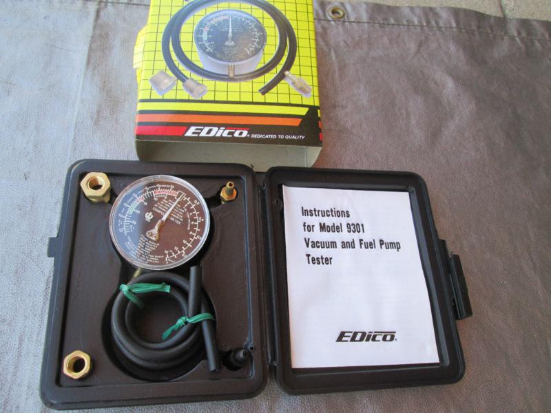 Nos  edico engine vacuum & fuel pump tester-complete fittings & hardshell case