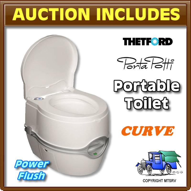 Theford curve 5.5 gal porta potti 550 e battery electric flush portable potty -z