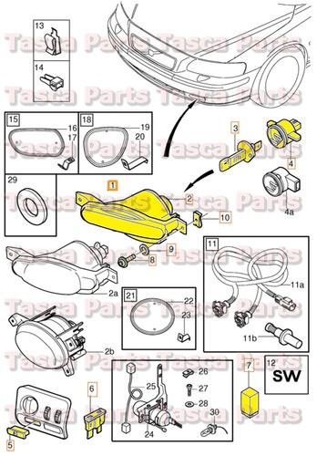 Brand new oem charcoal front spoiler fog lamp 2001-2009 volvo s60 #8698122