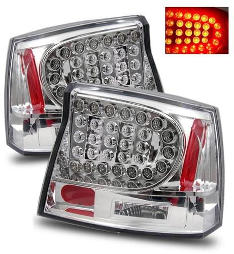 06-08 dodge charger euro clear chrome smd led tail lights housings brake lamps
