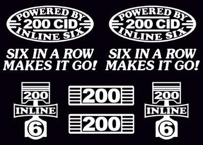 8 decal set 200 cid inline 6 engine straight six emblem stickers i6