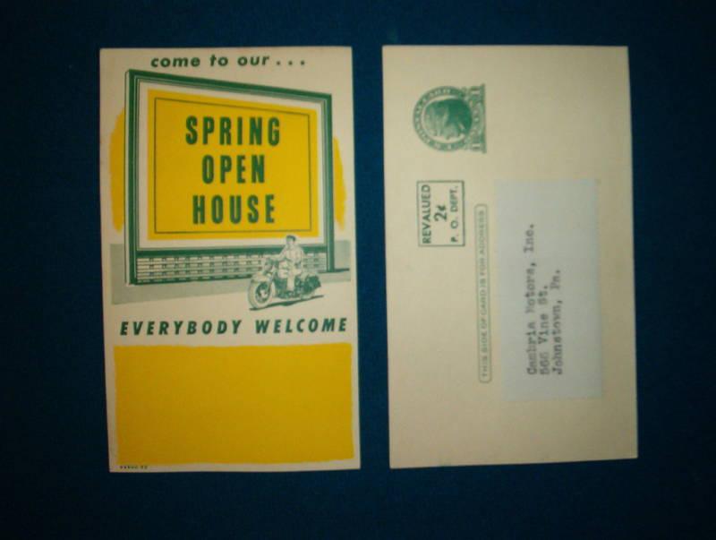 Harley davidson 1953 open house post card *never mailed*