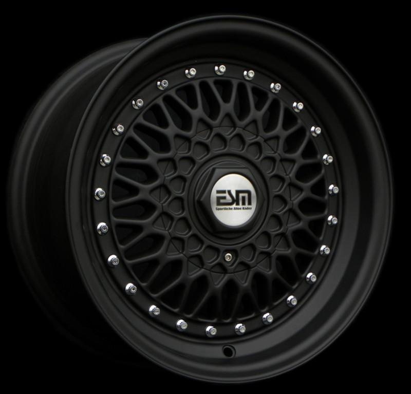 Matte black 15x7 15" rs style wheels rims 4x100 esm 002r opel gt 