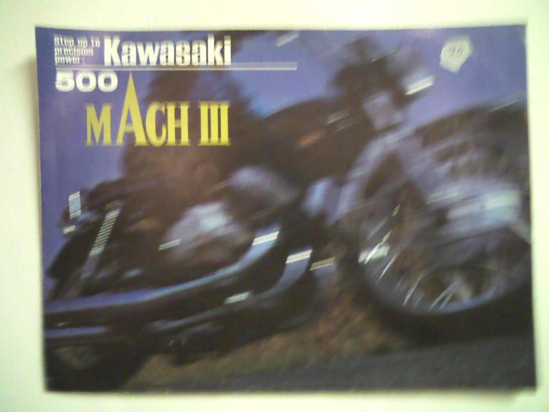 1970 kawasak mach iii model h-1 500cc 3 cyclinder motorcycle sales brochure $12