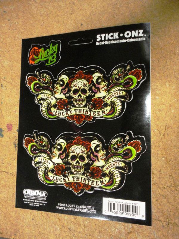 Chroma lucky 13 skulls with snake decal sticker 6 x 8 free shipping 