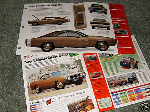 1969 dodge charger 500 spec info poster brochure ad 69