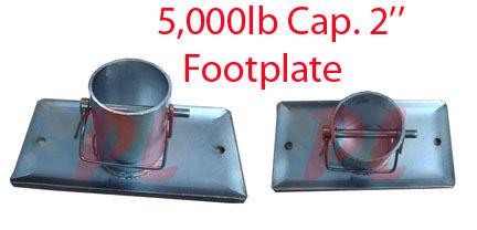 Trailer marine galvanized jack foot plate w/pin 5k lb 2" i.d. a-frame footplate