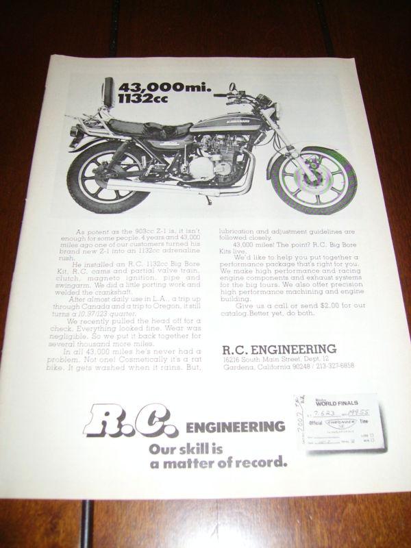 Kawasaki z-1  900 rc engineering 1132 cc   10.97  1/4 mile  ***original ad*** 