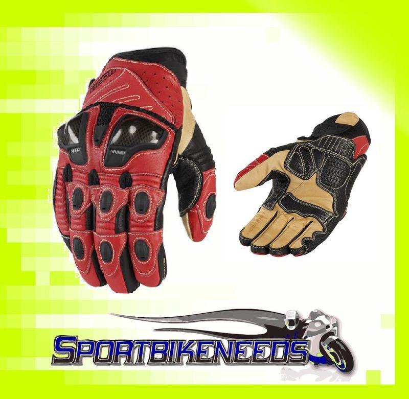 Icon overlord glove leather red black short large l lg