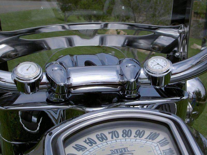 White 1" motorcycle handlebar clock & temp in chrome!