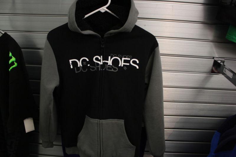 Kids dc shoes lined zipup fleece hoodie black large
