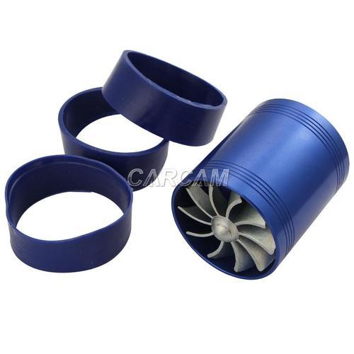 New double supercharger turbo charger air intake gas fuel saver eco fan blue