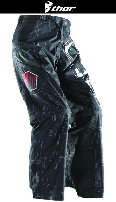 Thor static boxed black sizes 28-44 off-road dirt bike pants mx atv dual sport