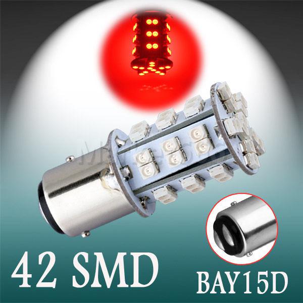 1157 bay15d 42 smd red fog tail turn signal led car light bulb lamp