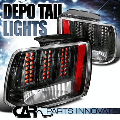 99-04 ford mustang carbon fiber look led tail lights brake lamps depo
