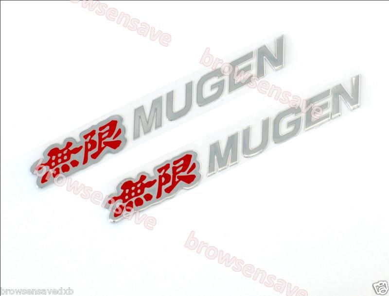 2pcs x mugen 9cm car logo sticker decal emblem nickel alloy for honda civic fit