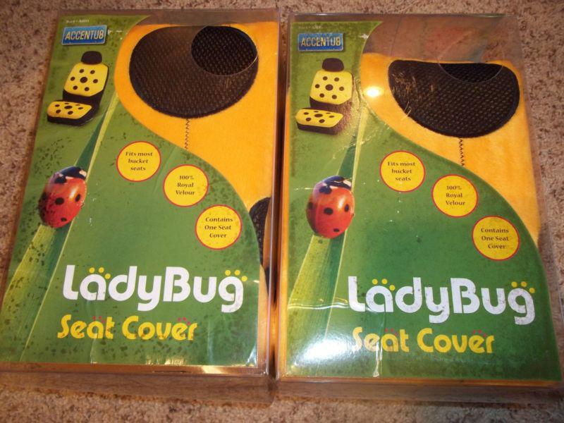  new lot of 2 yellow dot seat covers ladybug- fits most bucket seats! 