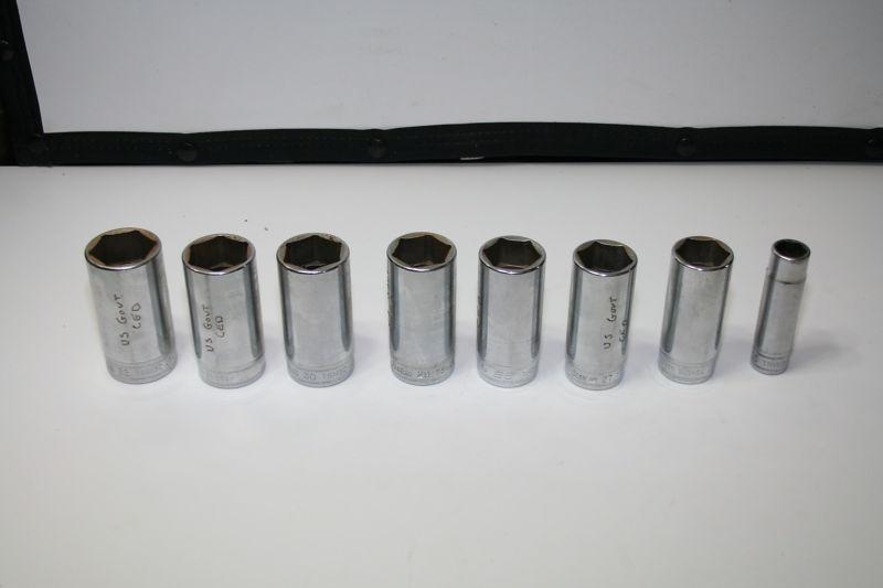 Snap on metric 6 point deep well socket lot of 8 tsm series 32 to 26 mm 1/2 driv