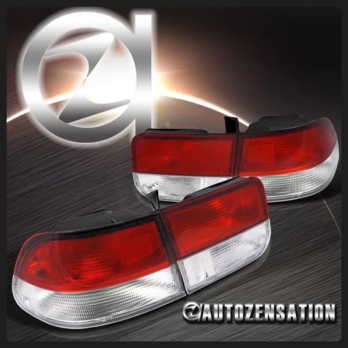 Fit 96-00 honda civic 2dr coupe chrome red/clear rear tail brake lights