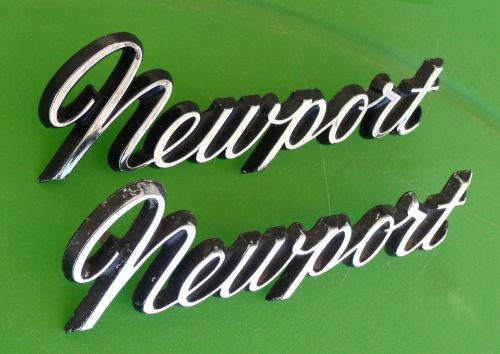 Chrysler newport script emblems pair mopar oem 66 1/4 panel 72-78 fender badge