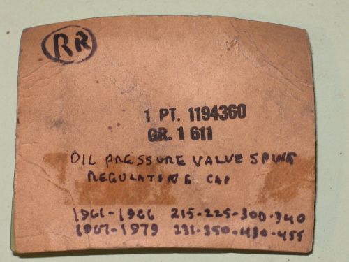 1961-1979 buick v8 nos oil pressure valve spring cap 1194360