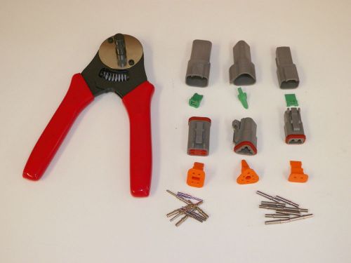 Gray deutsch dt 2-3-4 male female connector kit solid terminal crimper tool