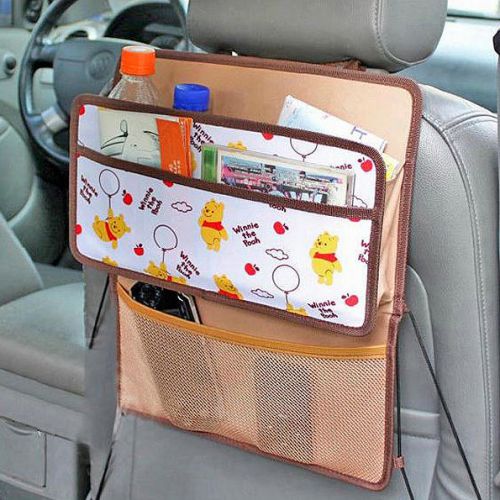 Car back seat headrest organizer multi-pocket storage bag / winnie the pooh