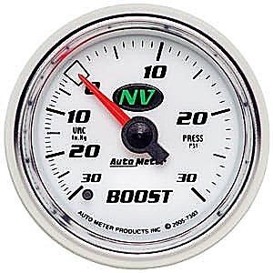 Auto meter 7303 nv series gauge 2-1/16&#034; boost/vacuum (30&#034; hg/30 psi) mechanical