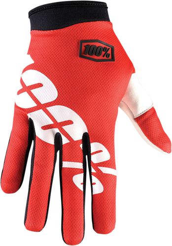 100% motorcycle i-track riding glove 100% red l / large 10002-003-12