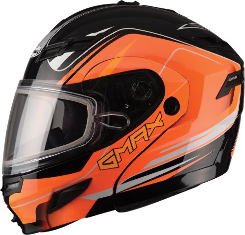 Gmax gm54s modular snowmobile helmet terrain black/high visibility orange - 7 si