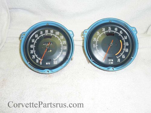 1972-1974 corvette speedometer-tachometer gauges (white face) original