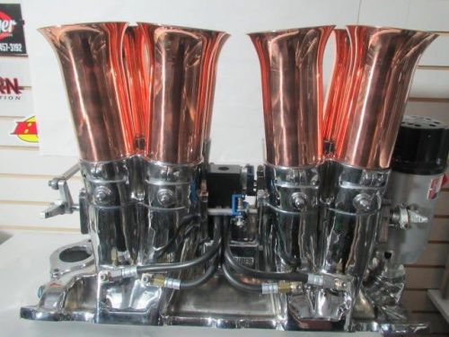 Crower staggered sb chevy  chrome plated, copper stacks, new hoses  rare