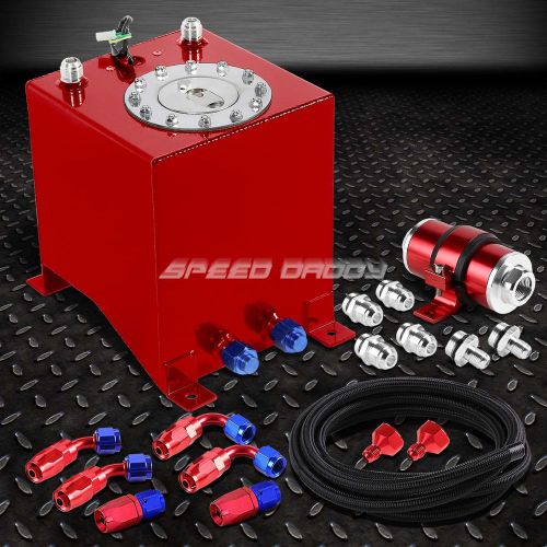 2.5 gallon/9.5l aluminum fuel cell tank+feed line kit+30 micron gas filter red