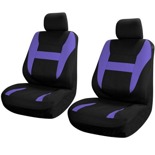 Suv van truck seat covers for front bucket seats black / purple 6pc w/head rest