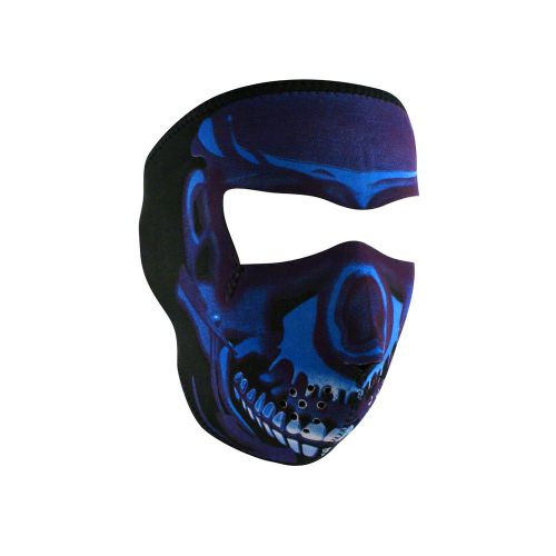 Blue chrome skull mask motorcycle biker ski neoprene full face mask reversible