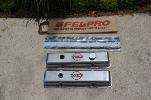 Chevy valve covers and 2 valve cover gasket sets gm14101065/fel pro-vs 50265 c