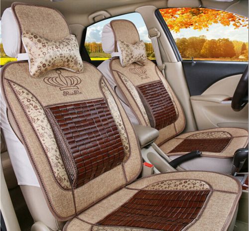 8pcs beige soft car seat flax car seat fit for m3 m6 explorer focus highlander