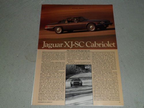 1986 jaguar xj-sc cabriolet article / ad