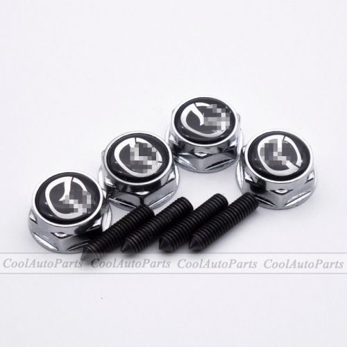 4x silver car license plate frame decor screws bolts caps covers fits for mazda